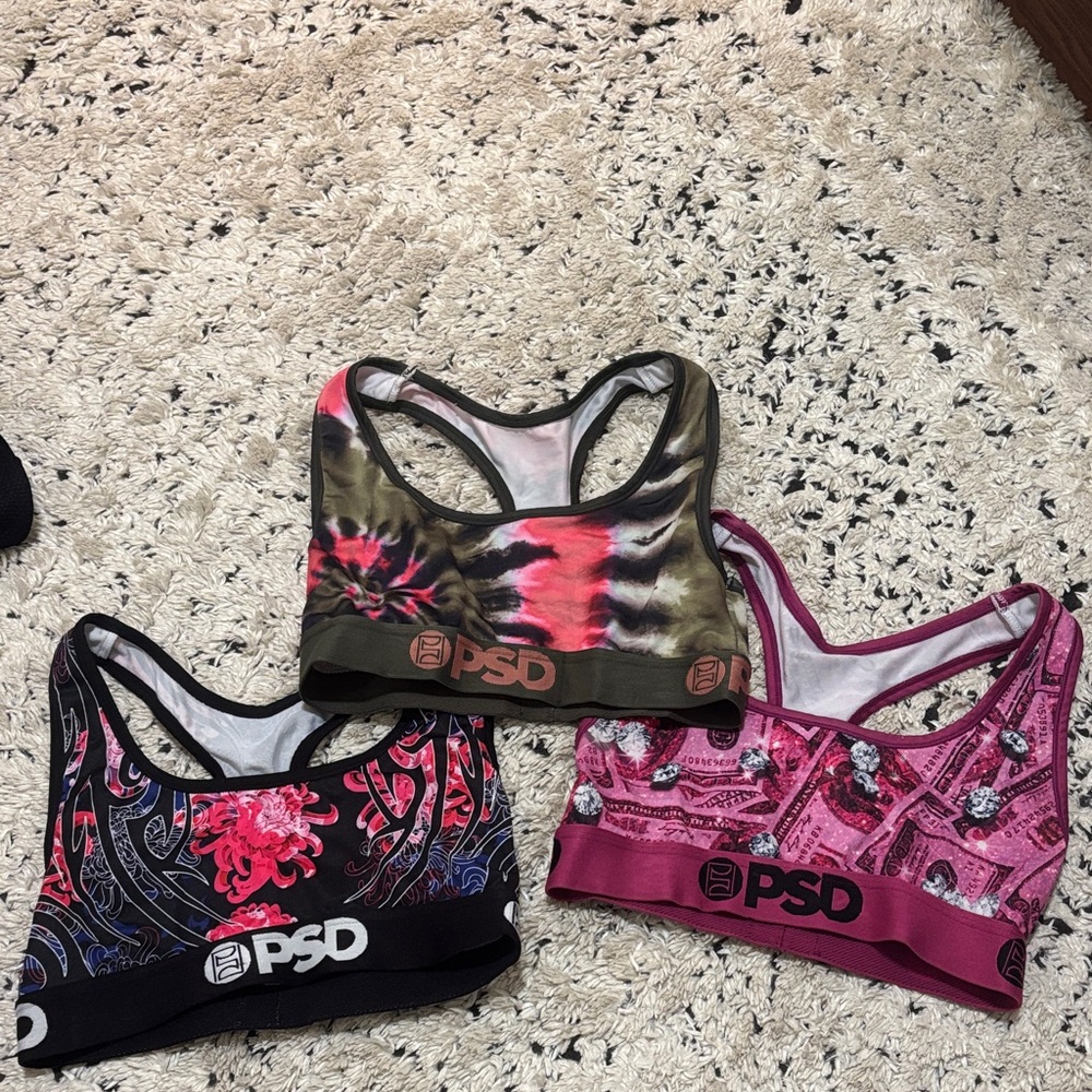 PSD Colorful Sports Bra Trio - Pink, Green, Black